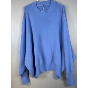 Free People Easy Street Women's Large Blue Oversized Sweater Long Sleeve Comfy